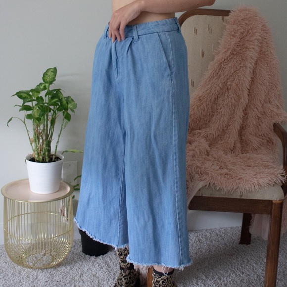 Rachel Roy Wide Leg Denim Pants w/ Frayed Hem / 29 - Picture 4 of 4